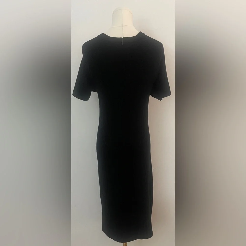 Tory Burch Gemma Sweater Dress Polka Dot Merino Wool Leopard Black White Size L - Picture 7 of 12